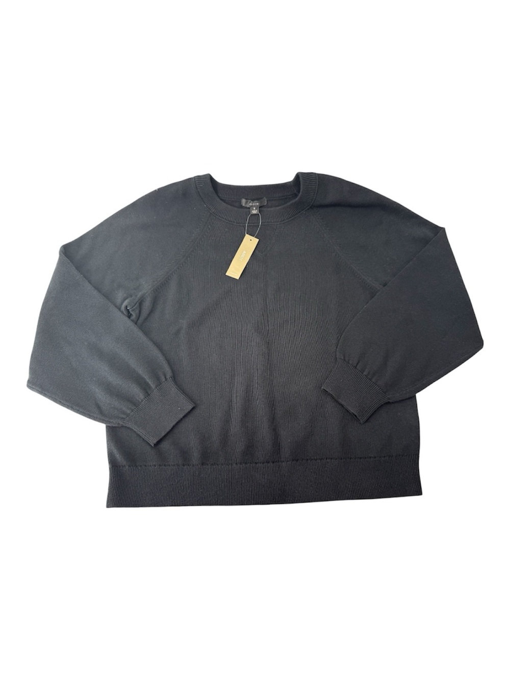 J Crew Black Crewneck Classic Knit Cashmere Cotton Sweater